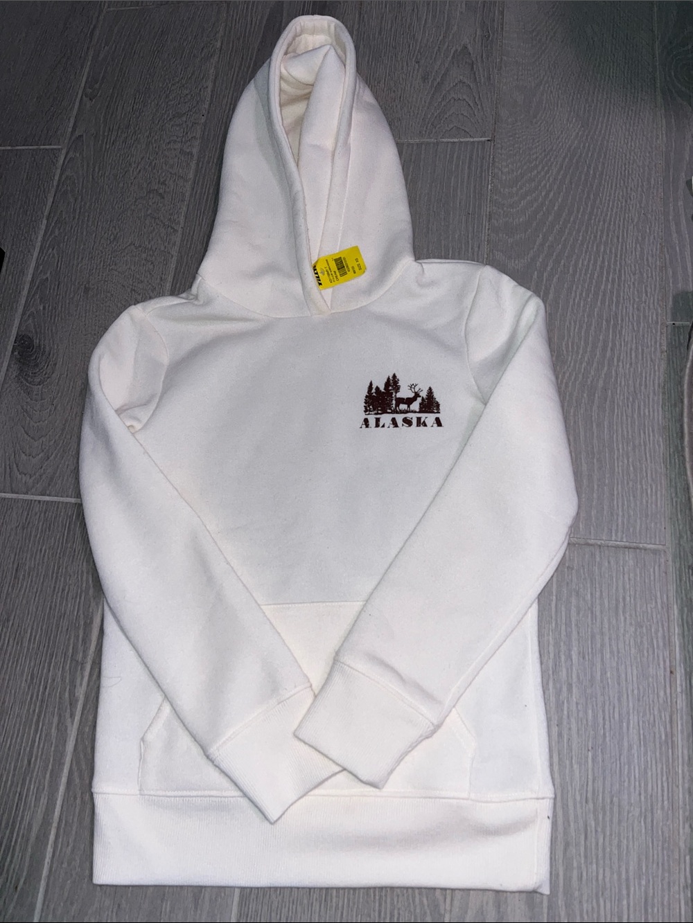 Full Tilt Cream Crewneck Hoodie with Brown Alaska Graphic